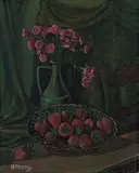 Werther Morigi, Fiori e fichi, oil on canvas