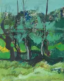 Vittorio Cavicchioni, Paesaggio, oil on compensato