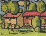 Juan Bay, Case, 1950, oil on faesite