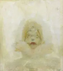 La donna con la pelliccia by Andrea Martinelli, 1999, mixed media on paper applicata on panel, offered May 2025