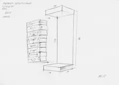 Fabrizio Plessi, Progetto per videoinstallazione Cariatide dei poveri, charcoal on paper