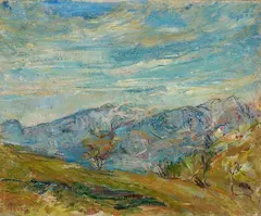 Paesaggio a Rovetta by Arturo Tosi, oil on canvas, offered May 2025