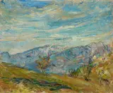 Paesaggio a Rovetta by Arturo Tosi, oil on canvas, offered May 2025