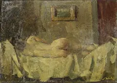 Nudo di schiena by Giulio Salti, oil on cardboard, offered Feb 2025