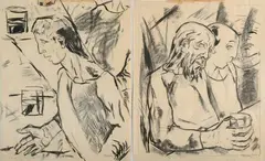 Due studi per l'«Ultima cena» by Renzo Grazzini, 1970, charcoal on paper, offered Feb 2025