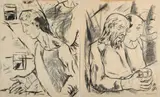 Renzo Grazzini, Due studi per l'«Ultima cena», 1970, charcoal on paper