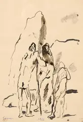Felice Carena, I mendicanti, 1966, inchiostro on paper