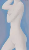 Ram, Nudo su fondo azzurro, 1968, oil on canvas
