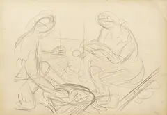 Due disegni by Elisabeth Chaplin, A) Contadine, offered Feb 2025