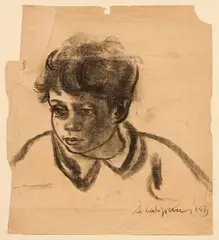 Testa di ragazzo by Alberto Caligiani, 1935, charcoal on paper, offered Feb 2025