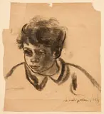 Alberto Caligiani, Testa di ragazzo, 1935, charcoal on paper