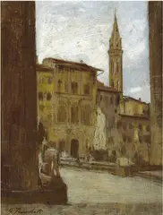Giuseppe Fraschetti, Piazza della Signoria, oil on panel