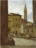 Giuseppe Fraschetti, Piazza della Signoria, oil on panel