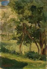 Paesaggio by Luigi de Servi, oil on cardboard, offered Feb 2025