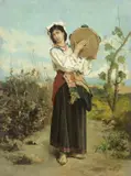 Carlo Randanini, Ciociara con cembalo, oil on canvas