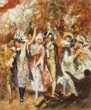 Vincenzo Migliaro, Carnevale, oil on compensato
