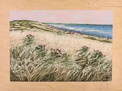 Campagna e mare by Franco Azzinari, screenprint a colori on compensato, offered Apr 2021