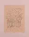 Giorgio de Chirico, La mano misteriosa, 1972, engraving a vernice molle on fondo colorato