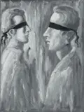 Roberto Barni, Faccia a faccia, 1989, oil on canvas