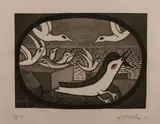 Giuseppe Viviani, Uccelli a San Rossore, 1963, etching on rame