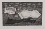 Francesco Menzio, Il reggipetto, 1954, etching on rame