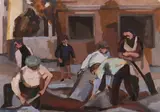 Lastricatori by Renzo Grazzini, tempera on cardboard, offered Apr 2021