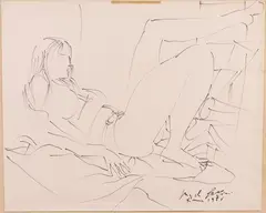 Figura sdraiata by Pericle Fazzini, 1966, inchiostro on paper, offered Apr 2021