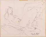 Pericle Fazzini, Figura sdraiata, 1966, inchiostro on paper