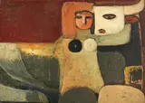 Salvatore Fiume, Ratto di Europa, 1958, oil on faestite