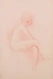 Virgilio Guidi, Donna nuda seduta, sanguigna on paper