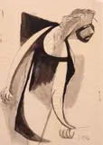 Renato Guttuso, Figura, ink and watercolour on paper
