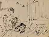 Orfeo Tamburi, Donna distesa, ink on paper