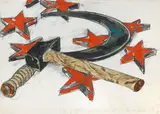 Roberto Barni, Vogliamo il nostro pane quotidiano, 1968, mixed media on paper applicata on canvas