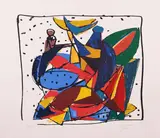 Primo Conti, Figura seduta, 1987, screenprint a colori