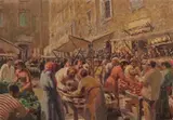 Guido Dolci, Mercato, oil on cardboard