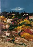Paesaggio by Sergio Scatizzi, oil on cardboard, offered Apr 2021