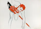 Roberto Barni, Salto in alto, 1964, mixed media on paper applicata on canvas