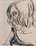 Giuseppe Migneco, Ritratto di ragazza, 1948, ink on paper