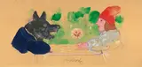 Antonio Possenti, Cappuccetto rosso e il lupo, mixed media on cardboard