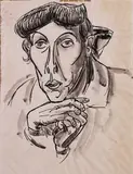 Giuseppe Migneco, Ritratto di Dodi, ink on paper