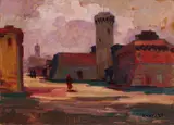 Livorno by Renato Natali, oil on cardboard, offered Mar 2021