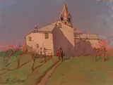 Paesaggio by Giovanni Lomi, oil on faesite, offered Mar 2021