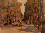 Nel parco by Carlo Domenici, oil on panel, offered Mar 2021