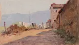 Ferruccio Rontini, Casolari in Mugello, 1934, oil on compensato