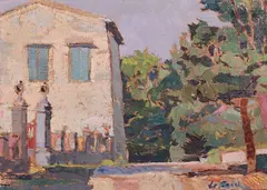 Raffaele De Rosa, Paesaggio, 1970, oil on compensato