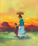 Contadine by Renato Natali, oil on canvas, offered Mar 2021