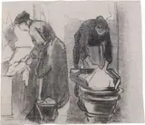 Lavandaie by Ludovico Tommasi, charcoal on paper, offered Mar 2021