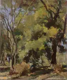 Alberi by Ludovico Tommasi, oil on cardboard, offered Mar 2021