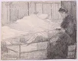 Al capezzale by Ludovico Tommasi, charcoal on paper, offered Mar 2021