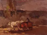 Carro con buoi by Ludovico Tommasi, oil on cardboard, offered Mar 2021